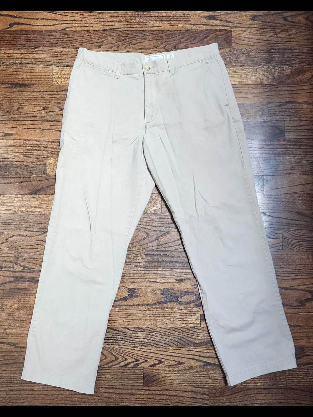 ​Old Navy Classic Khakis Men's 34x32 Tan Beige Flat Front Chino Pants Sku C7